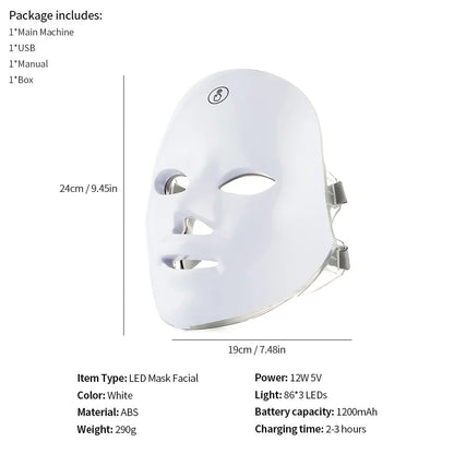 7-Color LED Facial &amp;amp; Neck Therapy Mask